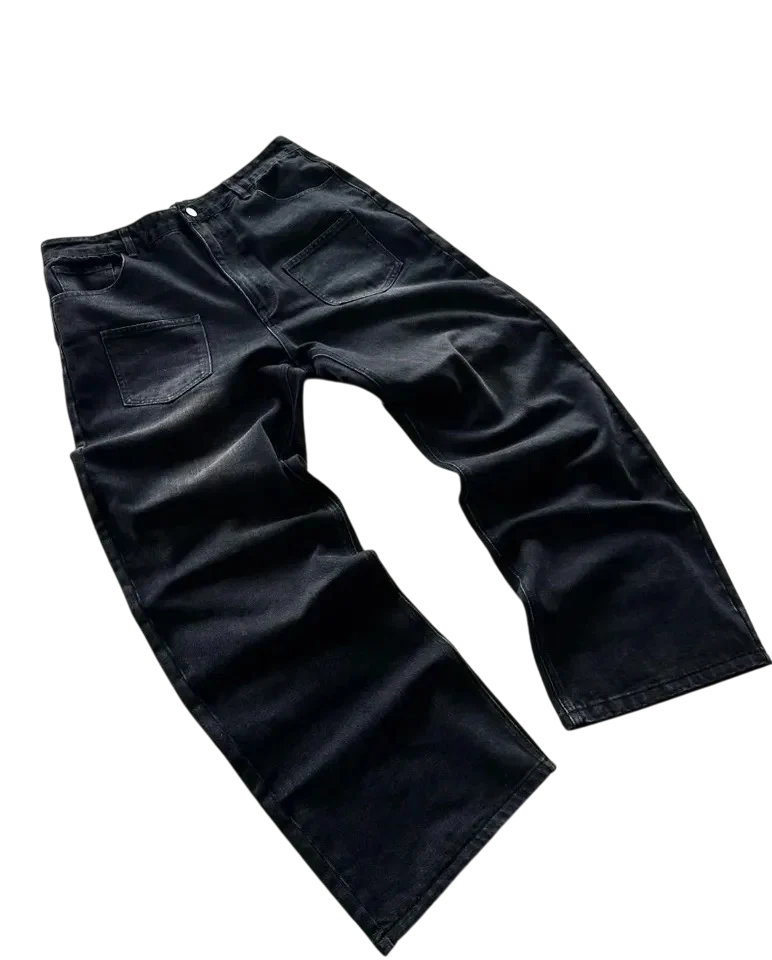 "flowers" black denim jeans