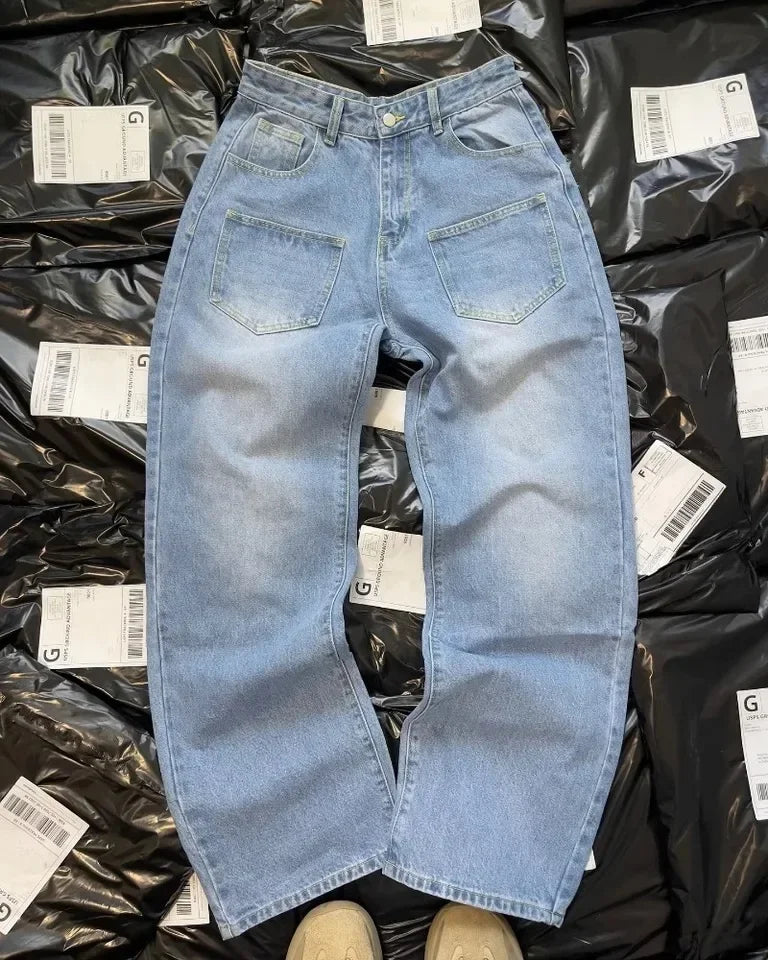 "flowers" blue denim jean